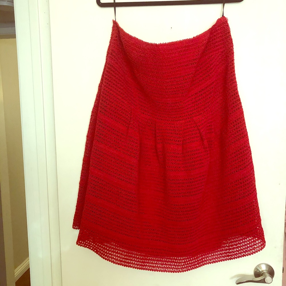 Beautiful red strapless empire waist mini dress